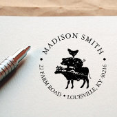 Rustige boerderijgestapelde boerderijdieren Land Zelfinktende Stempel