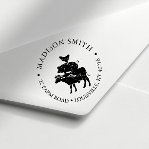 Rustige boerderijgestapelde boerderijdieren Land Zelfinktende Stempel