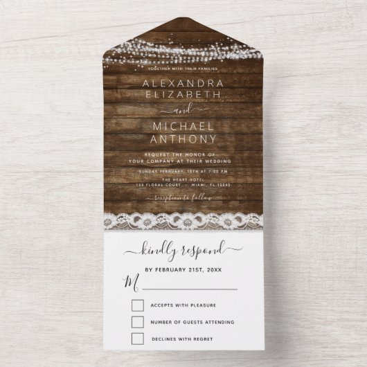 Rustige boerderijladder met een luciferlantaarnbru all in one uitnodiging (Binnen)