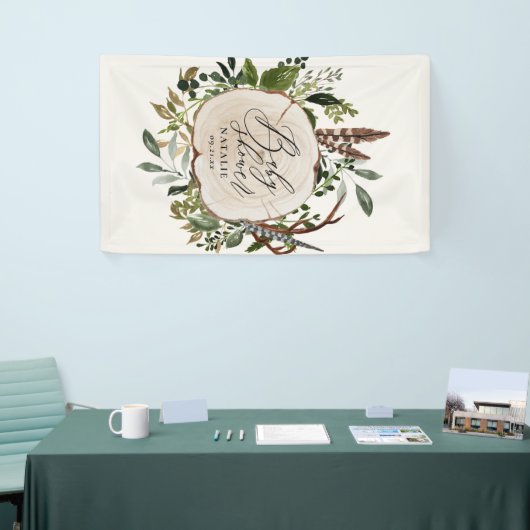 Rustige boerderijschors botanisch baby shower spandoek (Beurs)