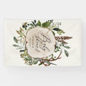 Rustige boerderijschors botanisch baby shower spandoek (Horizontaal)