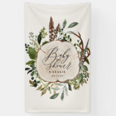 Rustige boerderijschors botanisch baby shower spandoek (Verticaal)