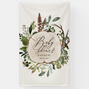 Rustige boerderijschors botanisch baby shower spandoek