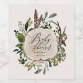 Rustige boerderijschors botanisch baby shower wijn etiket (Enkel label)