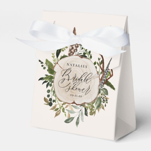 Rustige boerderijschors botanisch vrijgezellenfees bedankdoosjes (Voorkant Zijde)