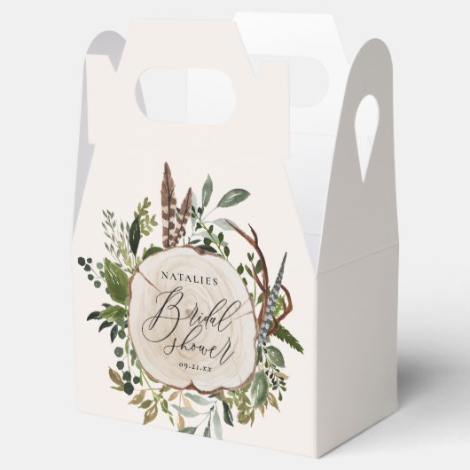 Rustige boerderijschors botanisch vrijgezellenfees bedankdoosjes (Geopend)