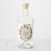 Rustige boerderijschors botanisch vrijgezellenfees likeurfles etiket (Voorkant)