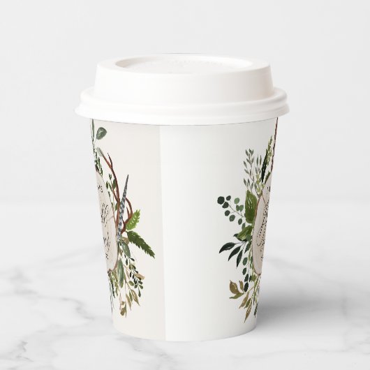 Rustige boerderijschors botanisch vrijgezellenfees papieren bekers (Links)