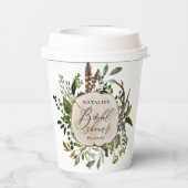 Rustige boerderijschors botanisch vrijgezellenfees papieren bekers (Achterkant)