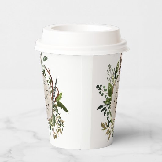 Rustige boerderijschors botanisch vrijgezellenfees papieren bekers (Rechts)