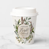 Rustige boerderijschors botanisch vrijgezellenfees papieren bekers (Voorkant)