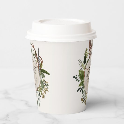 Rustige boerderijschors botanisch vrijgezellenfees papieren bekers (Links)