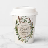 Rustige boerderijschors botanisch vrijgezellenfees papieren bekers (Achterkant)