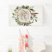 Rustige boerderijschors botanisch vrijgezellenfees spandoek (Insitu)