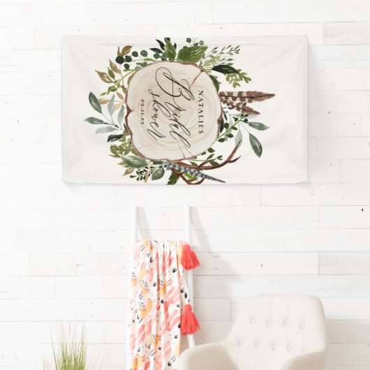 Rustige boerderijschors botanisch vrijgezellenfees spandoek (Insitu)