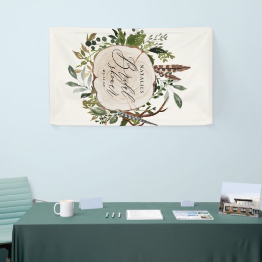 Rustige boerderijschors botanisch vrijgezellenfees spandoek (Beurs)