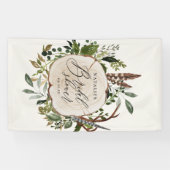 Rustige boerderijschors botanisch vrijgezellenfees spandoek (Horizontaal)