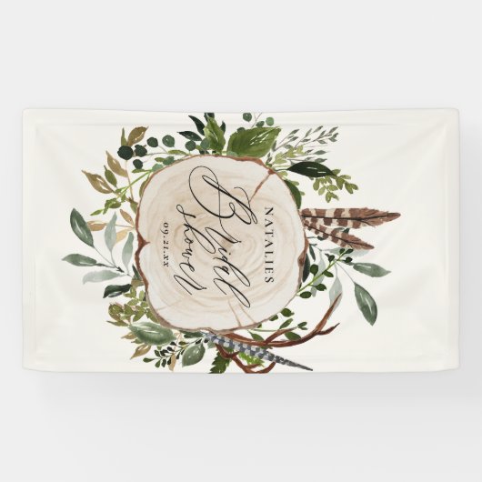 Rustige boerderijschors botanisch vrijgezellenfees spandoek (Horizontaal)