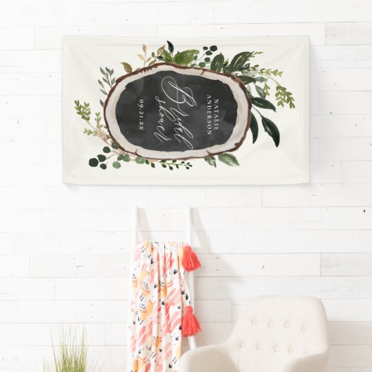 Rustige boerderijschors botanisch vrijgezellenfees spandoek (Insitu)