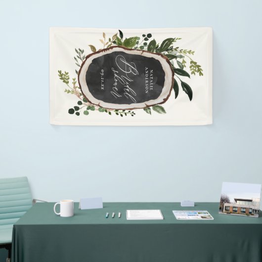 Rustige boerderijschors botanisch vrijgezellenfees spandoek (Beurs)