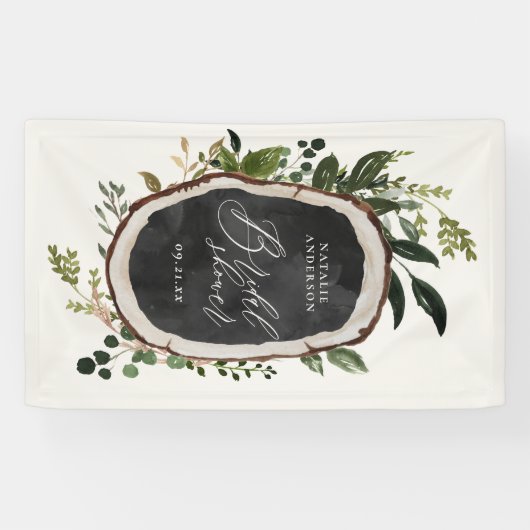 Rustige boerderijschors botanisch vrijgezellenfees spandoek (Horizontaal)