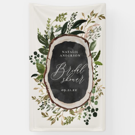 Rustige boerderijschors botanisch vrijgezellenfees spandoek (Verticaal)