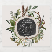 Rustige boerderijschors botanisch vrijgezellenfees sparkling wijnetiket (Enkel label)