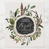 Rustige boerderijschors botanisch vrijgezellenfees wijn etiket (Enkel label)