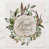 Rustige boerderijschors botanisch vrijgezellenfees wijn etiket (Enkel label)