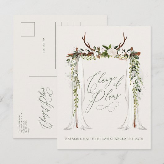 Rustige boerderijvlek en eucalyptusstijlvol aankondigingskaart (Voorkant / Achterkant)