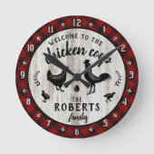 Rustige boerenkuikkip Coop Wood Aangepast Ronde Klok (Voorkant)