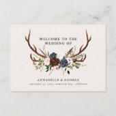 Rustige boeroendijde florale botanische trouwencel informatiekaartje (Voorkant)