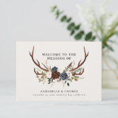 Rustige boeroendijde florale botanische trouwencel informatiekaartje (Staand voorkant)