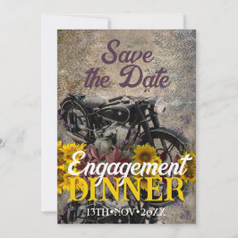 Rustige Boheemse Sunflower Motorbike Dinner Party Kaart