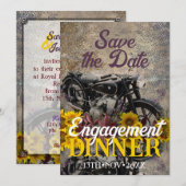 Rustige Boheemse Sunflower Motorbike Dinner Party Kaart (Voorkant / Achterkant)