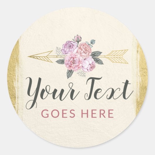 Rustige Bohemen pijlen Blush Pink Gold Boho Ronde Sticker (Voorkant)