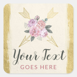 Rustige Bohemen pijlen Blush Pink Gold Boho Vierkante Sticker