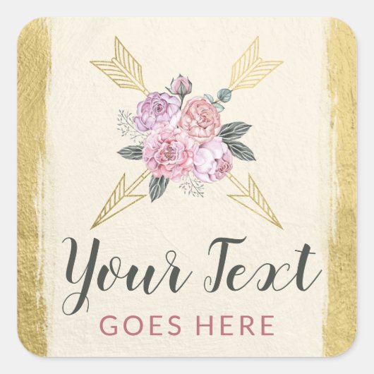 Rustige Bohemen pijlen Blush Pink Gold Boho Vierkante Sticker (Voorkant)