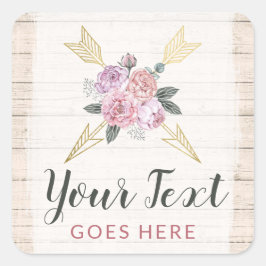Rustige Bohemen pijlen Blush Pink Gold Boho Vierkante Sticker
