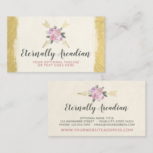 Rustige Bohemen pijlen Blush Pink Gold Boho Visitekaartje (Voorkant / Achterkant)
