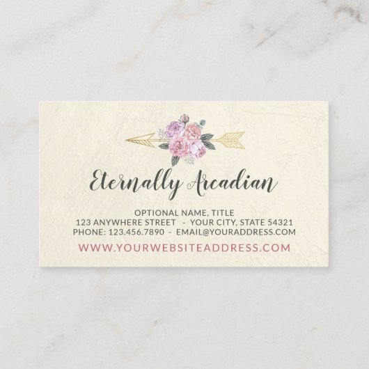 Rustige Bohemen pijlen Blush Pink Gold Boho Visitekaartje (Achterkant)