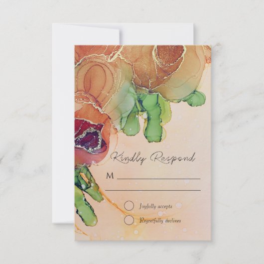 Rustige Bohemen Rozen bruiloft RSVP Kaartje (Voorkant)