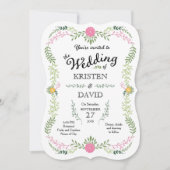 Rustige Bohemen Spring Foliage Wreath Wedding Kaart (Voorkant)