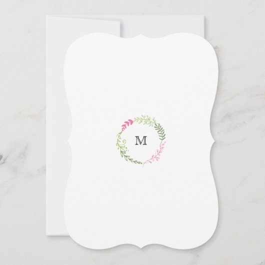 Rustige Bohemen Spring Foliage Wreath Wedding Kaart (Achterkant)