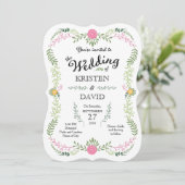 Rustige Bohemen Spring Foliage Wreath Wedding Kaart (Staand voorkant)