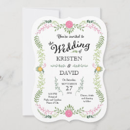 Rustige Bohemen Spring Foliage Wreath Wedding Kaart