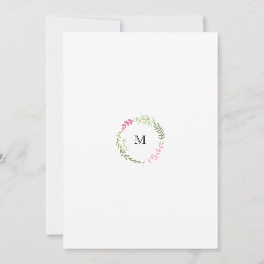 Rustige Bohemen Spring Foliage Wreath Wedding Kaart (Achterkant)