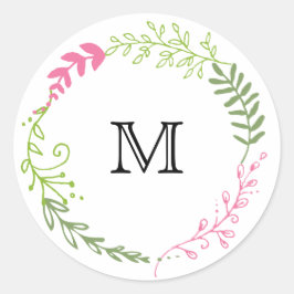 Rustige Bohemen Spring Foliage Wreath Wedding Ronde Sticker