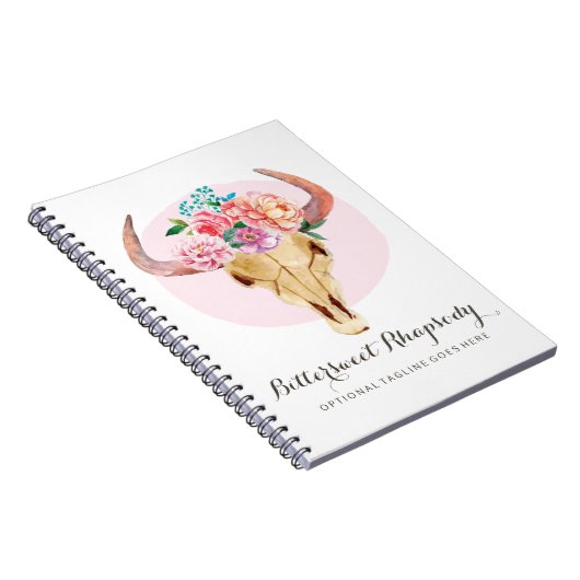 Rustige Bohemen Waterverf van de schedel Blush Flo Notitieboek (Rechterzijde)