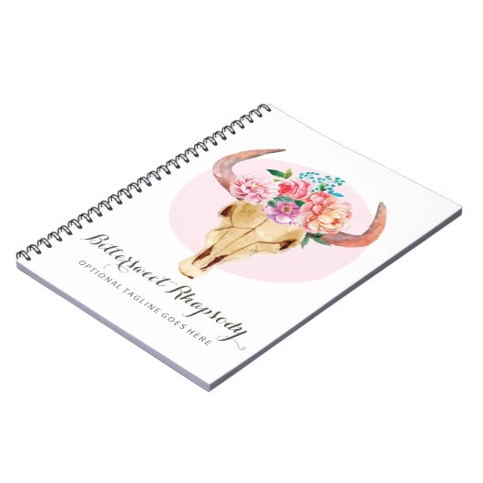 Rustige Bohemen Waterverf van de schedel Blush Flo Notitieboek (Linkerzijde)